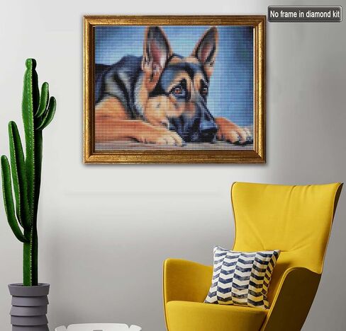 Jungobiu 5D الماس مجموعات الطلاء الكلب، DIY الماس الفن الحيوانات مجموعات الطلاء مع الماس الحفر الكامل جولة الكريستال حجر الراين التطريز المستخدمة للمنزل مكتب الجدار الديكور 12x16 بوصة in Kuwait