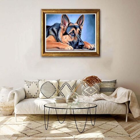Jungobiu 5D الماس مجموعات الطلاء الكلب، DIY الماس الفن الحيوانات مجموعات الطلاء مع الماس الحفر الكامل جولة الكريستال حجر الراين التطريز المستخدمة للمنزل مكتب الجدار الديكور 12x16 بوصة in Kuwait