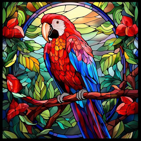 مجموعة الرسم الماسي 5 دي من جونجوبيو للبالغين بتصميم طائر الببغاء، مجموعة رسم حيوانات فنية ماسية ذاتية الصنع مع الماس مثقاب دائري بالكامل من حجر الراين الكريستالي تستخدم لتزيين الحائط والمكتب والمنزل in Kuwait