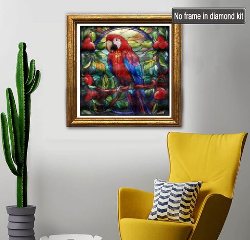 مجموعة الرسم الماسي 5 دي من جونجوبيو للبالغين بتصميم طائر الببغاء، مجموعة رسم حيوانات فنية ماسية ذاتية الصنع مع الماس مثقاب دائري بالكامل من حجر الراين الكريستالي تستخدم لتزيين الحائط والمكتب والمنزل in Kuwait