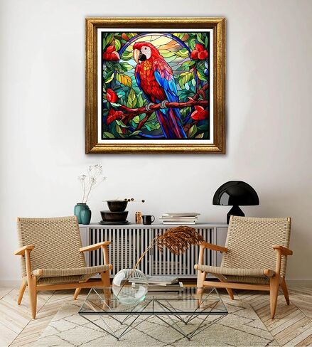 مجموعة الرسم الماسي 5 دي من جونجوبيو للبالغين بتصميم طائر الببغاء، مجموعة رسم حيوانات فنية ماسية ذاتية الصنع مع الماس مثقاب دائري بالكامل من حجر الراين الكريستالي تستخدم لتزيين الحائط والمكتب والمنزل in Kuwait