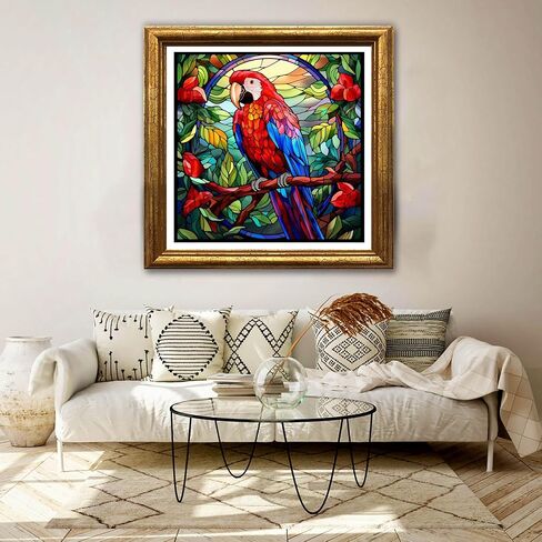 مجموعة الرسم الماسي 5 دي من جونجوبيو للبالغين بتصميم طائر الببغاء، مجموعة رسم حيوانات فنية ماسية ذاتية الصنع مع الماس مثقاب دائري بالكامل من حجر الراين الكريستالي تستخدم لتزيين الحائط والمكتب والمنزل in Kuwait