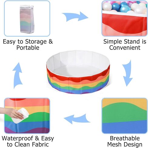 Kids Ball Pit 40Inch Foldable Double Layer Oxford Play Ball Pool with Storage Bag Playpen(Balls Not Included), Gifts for Baby Kids Girls Boys Pets as Play Yard, Baby Playpen, Fence.（Seashells） in Kuwait