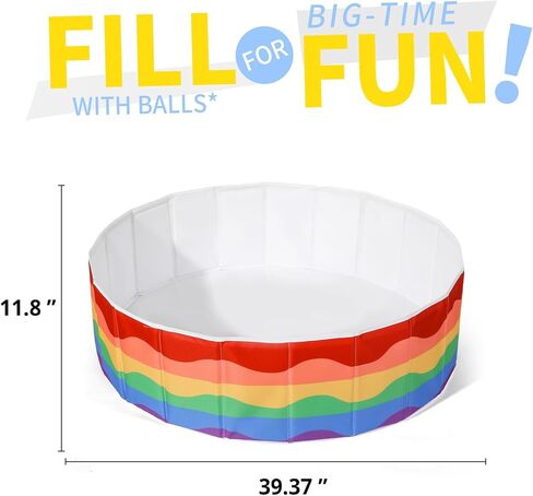 Kids Ball Pit 40Inch Foldable Double Layer Oxford Play Ball Pool with Storage Bag Playpen(Balls Not Included), Gifts for Baby Kids Girls Boys Pets as Play Yard, Baby Playpen, Fence.（Seashells） in Kuwait