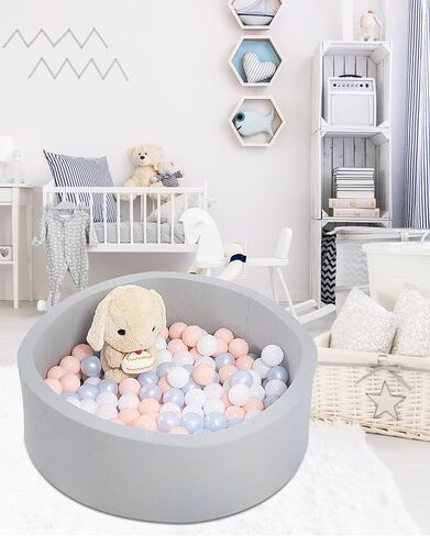 حفر كرات MEOGETY للأطفال الصغار والأطفال، حمام سباحة ناعم للأطفال الرضع من الفوم للفتيات والفتيان، (الكرات غير متضمنة) رمادي فاتح in Kuwait
