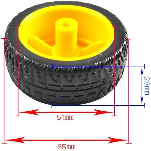 محرك DIYmall TT مع موصلات محرك علبة التروس DC 3-6V 1:48 200 دورة في الدقيقة عجلة الإطارات للسيارة الذكية Arduino سلك توصيل ذكر 2Pin (2، 2 محرك + 2 عجلة) in Kuwait