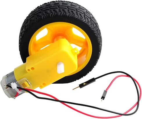 محرك DIYmall TT مع موصلات محرك علبة التروس DC 3-6V 1:48 200 دورة في الدقيقة عجلة الإطارات للسيارة الذكية Arduino سلك توصيل ذكر 2Pin (2، 2 محرك + 2 عجلة) in Kuwait