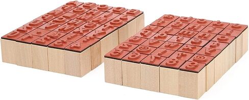 مجموعة طوابع حروف وارقام خشبية (0.6 × 0.6 × 0.9 انش، 70 قطعة) in Kuwait