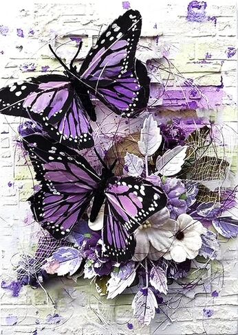 5d Diamond Painting Kits for Adults,Full Drill Diamond Art Animals Butterfly Rhinestone Painting with Diamonds Pictures Arts and Crafts for Home Wall Decor（12x16 Inch） in Kuwait