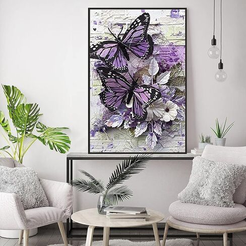 5d Diamond Painting Kits for Adults,Full Drill Diamond Art Animals Butterfly Rhinestone Painting with Diamonds Pictures Arts and Crafts for Home Wall Decor（12x16 Inch） in Kuwait