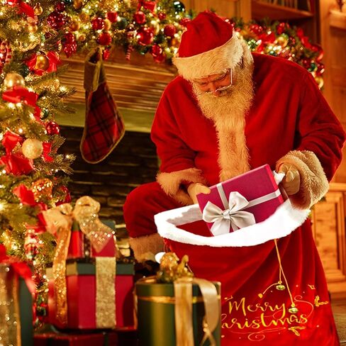 أكياس هدايا عيد الميلاد الكبيرة من GIFTU، أكياس سانتا برباط، حقائب عيد ميلاد سعيد، أكياس تغليف ضخمة كبيرة باللون الأحمر المخملي لهدايا عيد الميلاد، قابلة لإعادة الاستخدام مقاس 25 × 36 بوصة، حقائب هدايا لعيد الميلاد in Kuwait