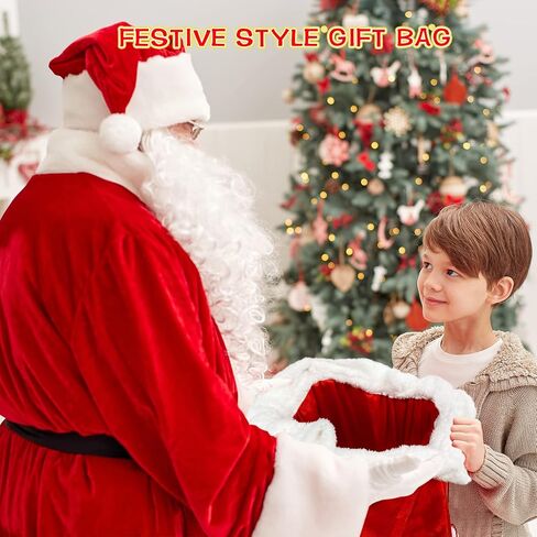 أكياس هدايا عيد الميلاد الكبيرة من GIFTU، أكياس سانتا برباط، حقائب عيد ميلاد سعيد، أكياس تغليف ضخمة كبيرة باللون الأحمر المخملي لهدايا عيد الميلاد، قابلة لإعادة الاستخدام مقاس 25 × 36 بوصة، حقائب هدايا لعيد الميلاد in Kuwait