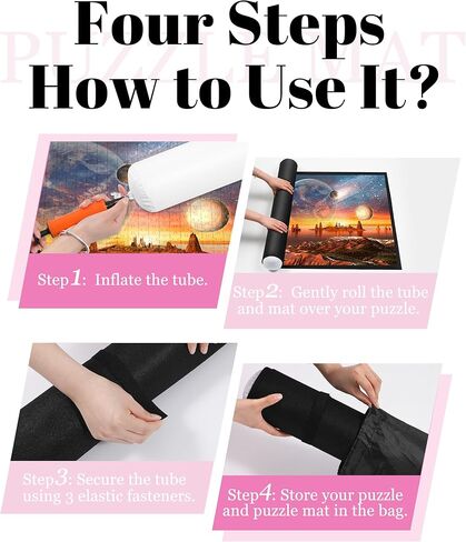 بساط ألغاز الصور المقطوعة - 1500 1000 500 قطعة من اللباد الأسود غير القابل للانزلاق، هدايا لوحة ألغاز كبيرة للأطفال البالغين، غراء قابل للنفخ أنبوب مضخة تخزين حقيبة نقل سهلة الحمل غطاء حارس in Kuwait