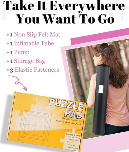 بساط ألغاز الصور المقطوعة - 1500 1000 500 قطعة من اللباد الأسود غير القابل للانزلاق، هدايا لوحة ألغاز كبيرة للأطفال البالغين، غراء قابل للنفخ أنبوب مضخة تخزين حقيبة نقل سهلة الحمل غطاء حارس in Kuwait