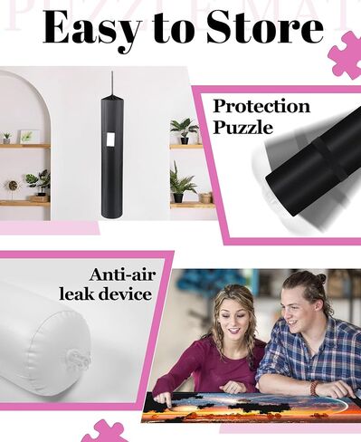 بساط ألغاز الصور المقطوعة - 1500 1000 500 قطعة من اللباد الأسود غير القابل للانزلاق، هدايا لوحة ألغاز كبيرة للأطفال البالغين، غراء قابل للنفخ أنبوب مضخة تخزين حقيبة نقل سهلة الحمل غطاء حارس in Kuwait