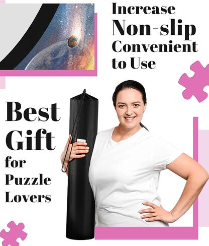 بساط ألغاز الصور المقطوعة - 1500 1000 500 قطعة من اللباد الأسود غير القابل للانزلاق، هدايا لوحة ألغاز كبيرة للأطفال البالغين، غراء قابل للنفخ أنبوب مضخة تخزين حقيبة نقل سهلة الحمل غطاء حارس in Kuwait