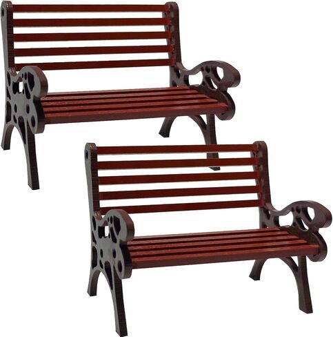 2 Pieces Miniature Plastic Bench Dollhouse Bench Christmas Micro Landscape for DIY Dollhouse Craft Decor Miniature Park Bench Accessory (Yellow) in Kuwait