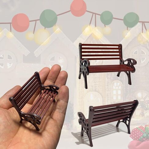 2 Pieces Miniature Plastic Bench Dollhouse Bench Christmas Micro Landscape for DIY Dollhouse Craft Decor Miniature Park Bench Accessory (Yellow) in Kuwait