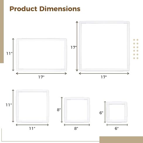 5 قطع من حلقات التطريز المربعة، إطارات بلاستيكية بغرز متقاطعة، إطارات بمشبك مربع للتطريز، أدوات خياطة DIY لخياطة اللحف المتقاطعة (6 بوصة × 6 بوصة، 8 بوصة × 8 بوصة، 11 بوصة × 11 بوصة، 17 بوصة × 11 بوصة، 17 بوصة "× 17") in Kuwait