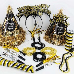 2024 Happy New Year Party Decorations 26pcs New Year's Eve Party Supplies Includes Top Hats, Tiaras and Bead Necklaces Party Favors Supplies for New Year in Saudi Arabia