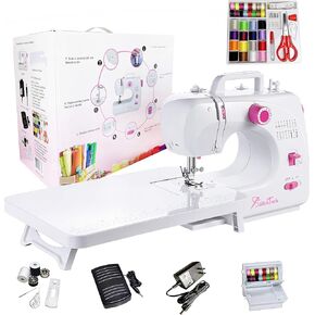 آلة خياطة منزلية متعددة الوظائف وسهلة الحمل والنقل من ستيتش تك مع طاولة تطويل و16 غرزة مدمجة، و42 قطعة طقم خياطة in Kuwait
