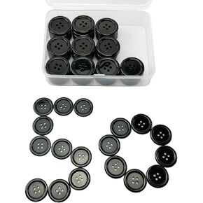 100Pcs 4/5Inch(20mm) Black Buttons,4-Hole Round Sweing Buttons for Sweing,Craft,Coats, Skirts,Suits, DIY and Holiday Decoration (4/5 Inch (20mm), Black)