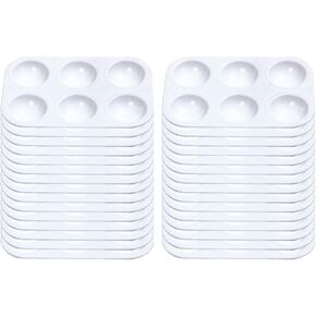 30 قطعة من لوحات الطلاء مستطيلة من البلاستيك الأبيض 6 لوحة ألوان مائية جيدة صينية رسم بالإصبع يمكنك صنعها بنفسك حرفة وفن الرسم للأطفال والكبار دروس فناني الماكياج وفرز المجوهرات ومفضلات الحفلات in Kuwait