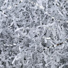 MagicWater Supply - 1 LB - White & Silver - Crinkle Cut Paper Shred Filler great for Gift Wrapping, Basket Filling, Birthdays, Weddings, Anniversaries, Valentines Day, and other occasions