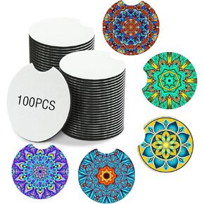 100Pcs Sublimation Blanks Products - Sublimation Cup Coasters Blanks 2.75 Inch for DIY Crafts Car Cup Coasters Painting Project Sublimation Accessories