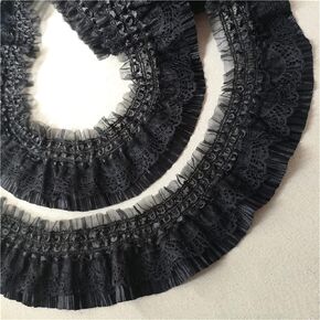 شريط تطريز بكسرات من الشيفون والدانتيل الاسود بطول 5 ياردة من بانشيتالك لخياطة فستان الزفاف بنفسك 2.95 انش in Kuwait