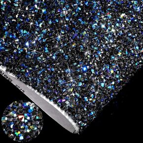 Bling Crystal Resin Rhinestones Sticker Sheet DIY Self-Adhesive Car Decoration Sticker Glitter Crystal Rhinestone Sheet for Car Shoes Clothing (Black AB)