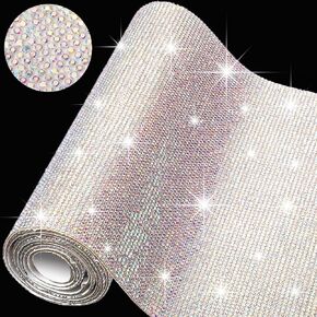 81000 Pieces 2mm 78.7 x 7.87 Inch Bling Rhinestones Crystal Sheet, Self Adhesive Crystal Rhinestone Diamond Gem Sticker for Car Decoration, Clothing, DIY Craft(White)