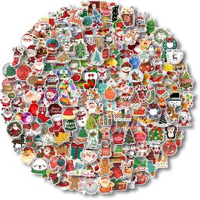 AOWDIAO Christmas Stickers 200 Pcs Cute Merry Christmas Vinyl Stickers for Water Bottles Scrapbooking Crafts Funny Christmas Holiday Stickers for Kids Teens Aduts