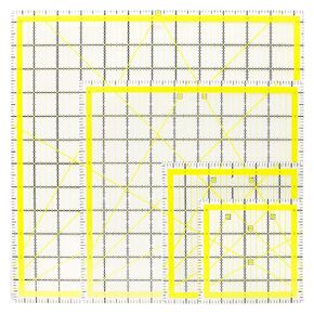4 Pcs Quilting Ruler Set, (4.5"X4.5")-(6"X6)-(9.5"X9.5")-(12.5"X12.5"), Square Quilting Rulers, Rulers for Quilting and Sewing, Clear Acrylic Quilting Ruler, Scale Angle Rulers, Fabric Cutting Ruler