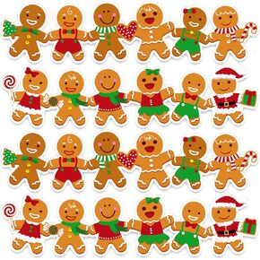 ملصقات حوت عيد الميلاد 68 قدم من ملصقات حروف الزنجبيل بحواف تزيين عيد الميلاد ذاتية اللصق لتزيين الحدود عيد الميلاد ملصقات لتسمية الحاوية للفصل الدراسي السبورة مكتب المدرسة ، 60 قطعة in Kuwait