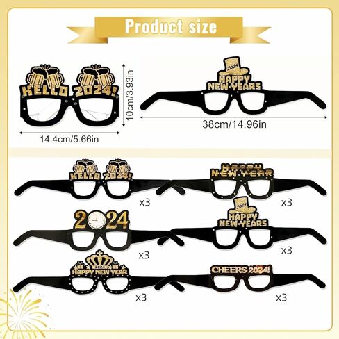 42 قطعة من لوازم حفلات ليلة رأس السنة 2024 - تتضمن حزمة ديكورات السنة الجديدة السعيدة 6 تيجان للرأس و6 قبعات مخروطية و12 نفخة و18 نظارة رأس السنة الجديدة لهدايا حفلات رأس السنة الجديدة in Kuwait