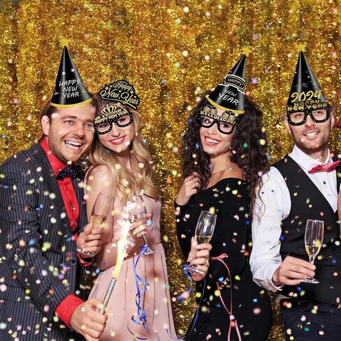 42 قطعة من لوازم حفلات ليلة رأس السنة 2024 - تتضمن حزمة ديكورات السنة الجديدة السعيدة 6 تيجان للرأس و6 قبعات مخروطية و12 نفخة و18 نظارة رأس السنة الجديدة لهدايا حفلات رأس السنة الجديدة in Kuwait