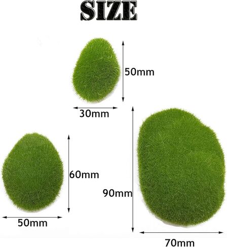 YOOHUA 30 قطعة 3 مقاسات من صخور الطحالب الاصطناعية المزخرفة، كرات الطحالب الخضراء، أحجار الطحالب، أحجار مغطاة بالطحالب الخضراء، ديكور طحالب وهمية لترتيبات الزهور، والحدائق الخيالية والحرفية in Kuwait