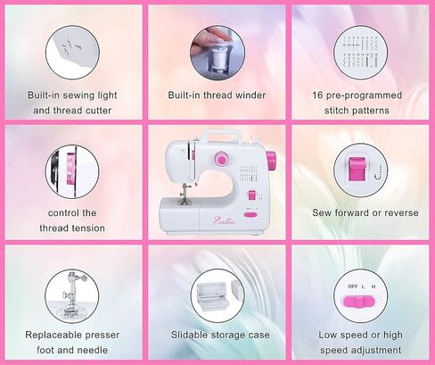 آلة خياطة منزلية متعددة الوظائف وسهلة الحمل والنقل من ستيتش تك مع طاولة تطويل و16 غرزة مدمجة، و42 قطعة طقم خياطة in Kuwait