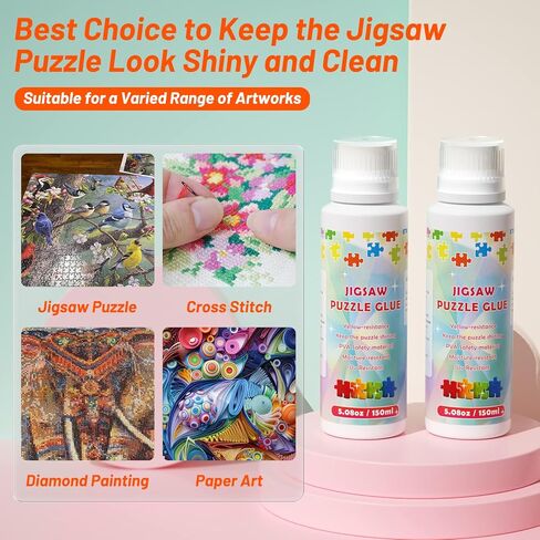 لغز لاصق شفاف مع تصميم رأس إسفنجي للبالغين والأطفال، لغز لاصق لقطع 7500 قطعة، صفائح لاصقة خاصة قابلة للذوبان في الماء مناسبة للورق، صمغ لغز 300 مل in Kuwait