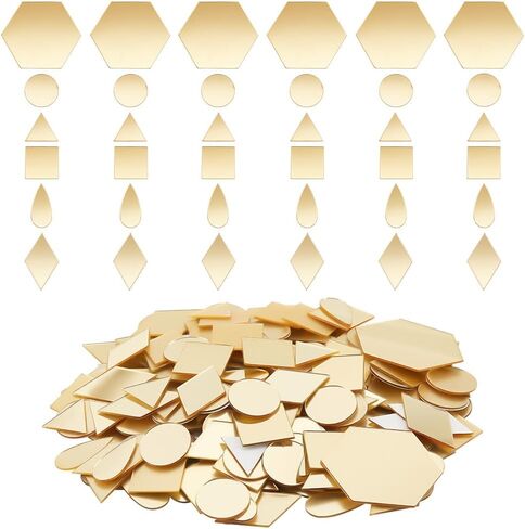 PH PandHall 300pcs 6 Shapes Silver Mirrors for Crafts, Self Adhesive Mirror Tiles Acrylic Craft Mirror Stickers Small Mirror Circles for Framing Crafts Arts DIY Projects Wall Table Decor in Kuwait