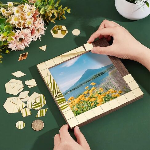 PH PandHall 300pcs 6 Shapes Silver Mirrors for Crafts, Self Adhesive Mirror Tiles Acrylic Craft Mirror Stickers Small Mirror Circles for Framing Crafts Arts DIY Projects Wall Table Decor in Kuwait