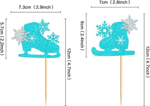 24 Pack Ice Skating Cupcake Topper Ice Sports Theme Cupcake Decoration Skating Children Boy Girl Happy Birthday Party Decorations Supplies Blue 2 in Kuwait