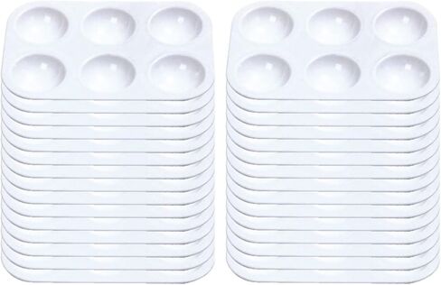 30 قطعة من لوحات الطلاء مستطيلة من البلاستيك الأبيض 6 لوحة ألوان مائية جيدة صينية رسم بالإصبع يمكنك صنعها بنفسك حرفة وفن الرسم للأطفال والكبار دروس فناني الماكياج وفرز المجوهرات ومفضلات الحفلات in Kuwait