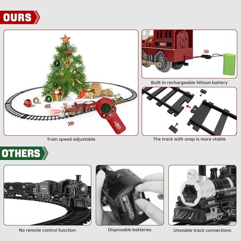 مجموعة قطار LZZAPJ، لعبة قطار كهربائي للتحكم عن بعد مع دخان وضوء وموسيقى، مسار قطار للأطفال مع بطارية قابلة لإعادة الشحن، سانتا كلوز، هدايا عيد الميلاد لعمر 3 4 5 6 7 8 سنوات للأولاد والبنات in Kuwait