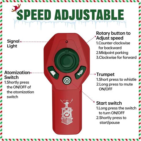 مجموعة قطار LZZAPJ، لعبة قطار كهربائي للتحكم عن بعد مع دخان وضوء وموسيقى، مسار قطار للأطفال مع بطارية قابلة لإعادة الشحن، سانتا كلوز، هدايا عيد الميلاد لعمر 3 4 5 6 7 8 سنوات للأولاد والبنات in Kuwait