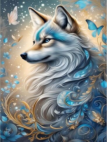 Wolf Diamond Painting Kits for Adults-Animal Diamond Art Kits for Adults,Wolf Gem Art Kits for Adults for Gift Home Wall Decor(12x16inch) in Kuwait