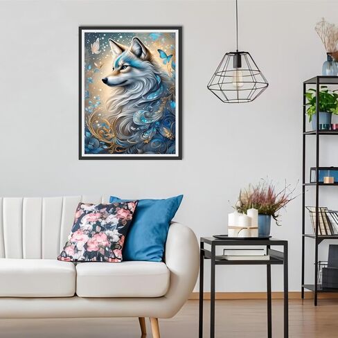 Wolf Diamond Painting Kits for Adults-Animal Diamond Art Kits for Adults,Wolf Gem Art Kits for Adults for Gift Home Wall Decor(12x16inch) in Kuwait