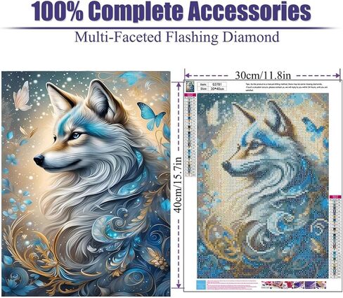Wolf Diamond Painting Kits for Adults-Animal Diamond Art Kits for Adults,Wolf Gem Art Kits for Adults for Gift Home Wall Decor(12x16inch) in Kuwait