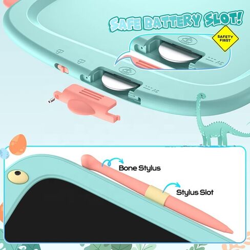 جهاز لوحي للكتابة بشاشة LCD مقاس 8.5 بوصة قابل للمسح من BonBon Kids Dinosaur Dino، ولوحة رسومات الشعار المبتكرة للأطفال ولوحة الرسم للأولاد والبنات لتعلم الأطفال الصغار (وردي) in Saudi Arabia